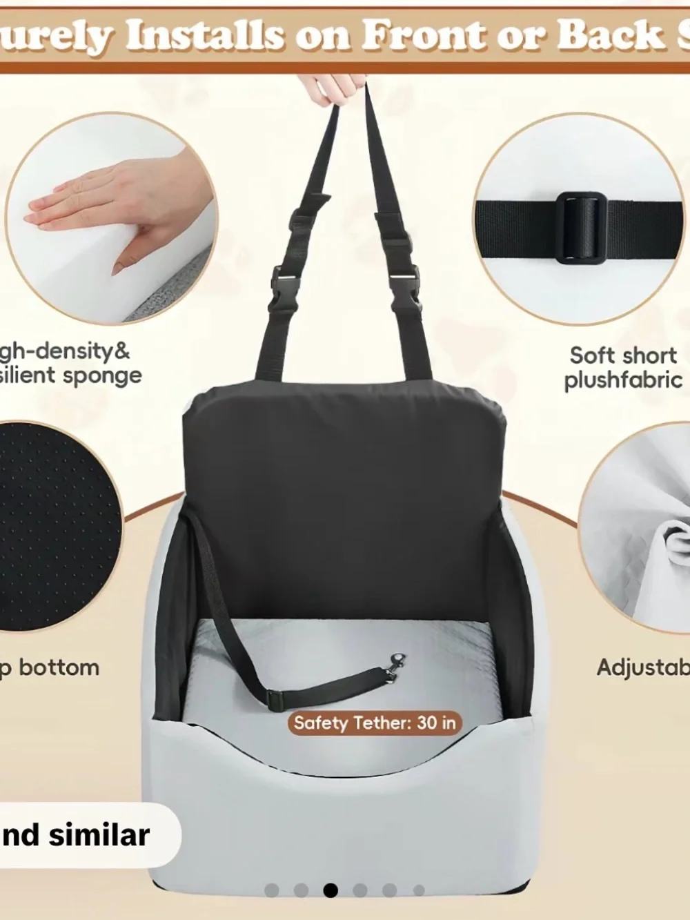 Pet Travel Booster Seat - White Dog Car Seat